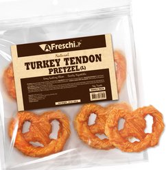AFreschi Natural Turkey Tendon Large Pretzel Grain-Free Natural Dog Chew Treats, 10-oz bag