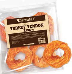 AFreschi Natural Turkey Tendon Large Ring Grain-Free Natural Dog Chew Treats, 10-oz bag