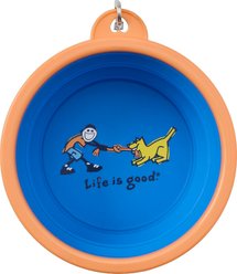 LIFE IS GOOD Jake & Rocket Tug of War Silicone Travel Dog Bowl, Athletic Blue slide 2 of 3