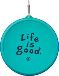 LIFE IS GOOD Rocket Face Silicone Travel Dog Bowl with Lid, Athletic Blue slide 2 of 3