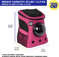Travel Cat Fat Cat Airline Approved Bubble Backpack Cat Carrier, Deep Rose Pink slide 2 of 9