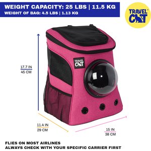 Travel Cat Fat Cat Airline Approved Bubble Backpack Cat Carrier, Deep Rose Pink