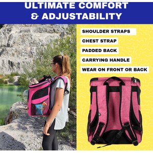 Travel Cat Fat Cat Airline Approved Bubble Backpack Cat Carrier, Deep Rose Pink