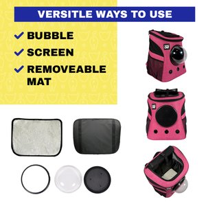 Travel Cat Fat Cat Airline Approved Bubble Backpack Cat Carrier, Deep Rose Pink
