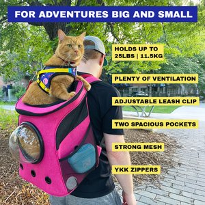 Travel Cat Fat Cat Airline Approved Bubble Backpack Cat Carrier, Deep Rose Pink