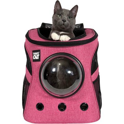Travel Cat Travel Cat Fat Cat Airline Approved Bubble Backpack Cat Carrier, Deep Rose Pink