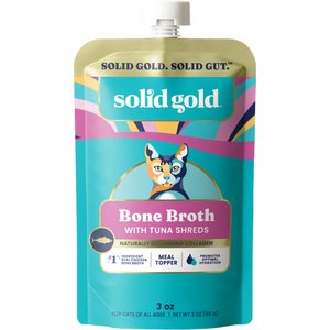 Solid Gold Bone Broth Tuna Shreds Grain-Free Wet Cat Food Topper, 3-oz pouch, case of 12