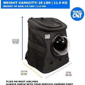 Travel Cat Fat Cat Airline Approved Bubble Backpack Cat Carrier, Charcoal