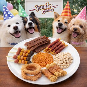 Jungle Calling Chicken Wrapped Knotted Beef Tendon Bones Dog Chew, 10.6-oz bag, 6 count