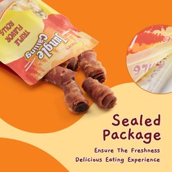 Jungle Calling Chicken, Duck & Beef Rawhide-Free Rolls Dog Treats, 14-oz bag slide 2 of 9