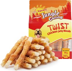 Jungle Calling Chicken Wrapped Biscuits Rawhide-Free Dog Treats, 14-oz bag