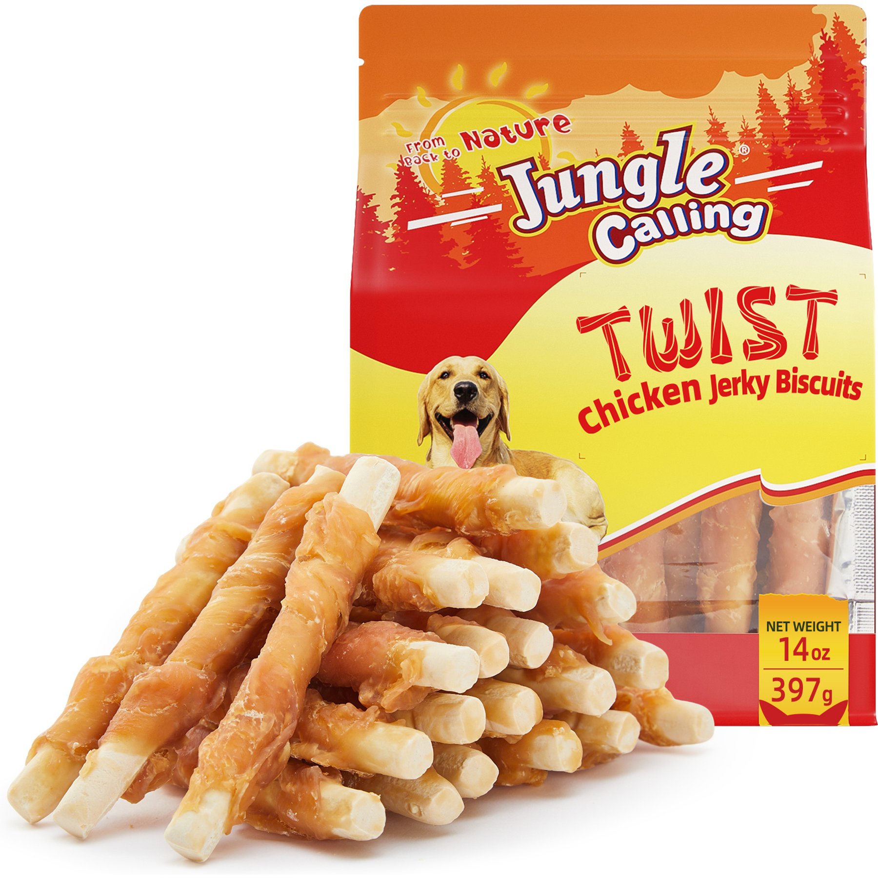 Jungle Calling Chicken Wrapped Biscuits Rawhide-Free Dog Treats, 14-oz bag