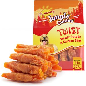 Jungle Calling Skinless Chicken Gluten-Free & Grain-Free Wrapped Sweet Potato Chewy Dog Treats, 14-oz bag