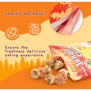 Jungle Calling Chicken Wrapped Knotted Beef Tendon Bones Dog Chew, 10.6-oz bag, 6 count