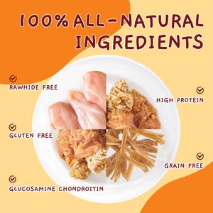 Jungle Calling Chicken Wrapped Knotted Beef Tendon Bones Dog Chew, 10.6-oz bag, 6 count