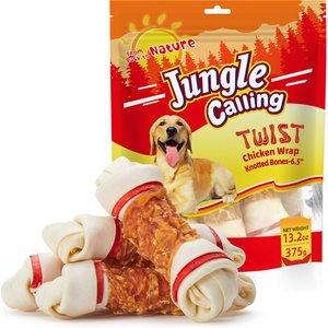 Jungle Calling Chicken Wrap Knotted Bones Dog Treats, 13.2-oz bag