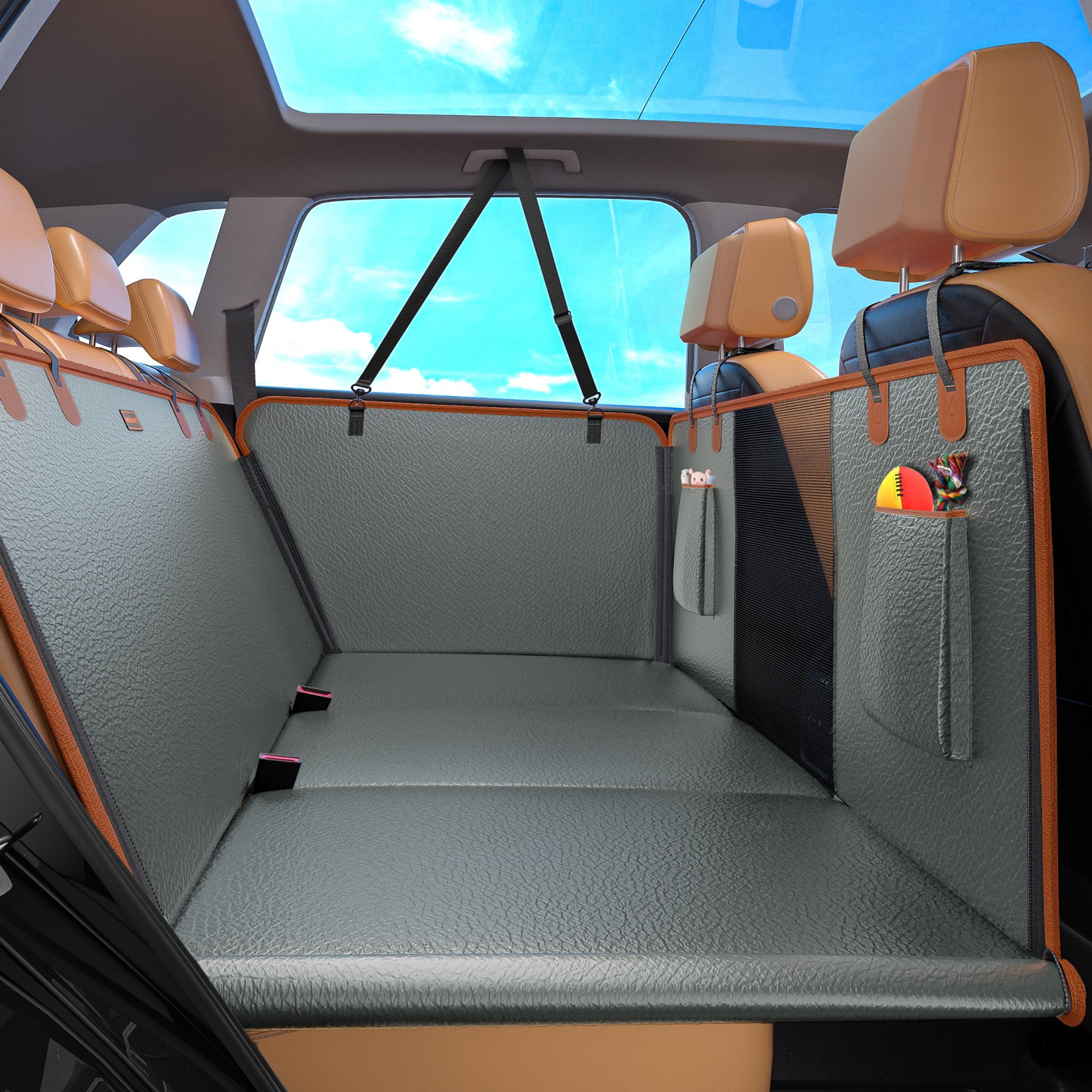 JOEJOY Waterproof SUV Back Seat Hammock Dog Car Seat Cover, Gray