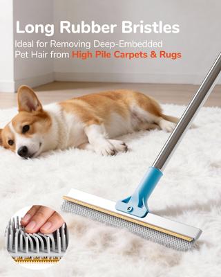 Show full view: Fido Fave Dual-Sided Pet Hair Removal Carpet Rake with Extended Silicone & Metal Edge slide 2 of 9