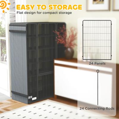 Show full view: PawHut 24 Panels DIY Shape Exercise Fence Dog Playpen with Lockable Door, Black, 252 x 126 x 44.5-in slide 7 of 9