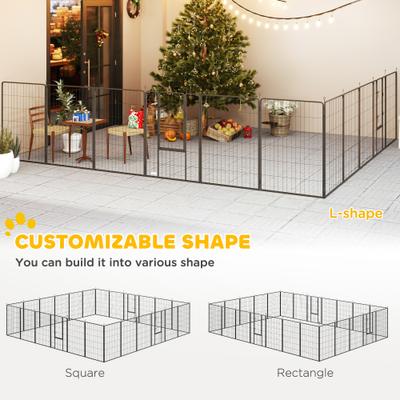 Show full view: PawHut 24 Panels DIY Shape Exercise Fence Dog Playpen with Lockable Door, Black, 252 x 126 x 44.5-in slide 4 of 9