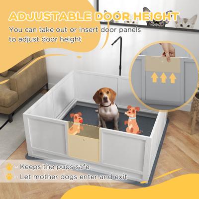 Show full view: PawHut Pig Rail Adjustable Height Door Dog Playpen with Pad, for Small, White, 48.75 x 47.25 x 19.75-in, 5 count slide 4 of 9