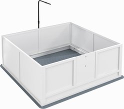 PawHut Pig Rail Adjustable Height Door Dog Playpen with Pad, for Small, White, 48.75 x 47.25 x 19.75-in, 5 count