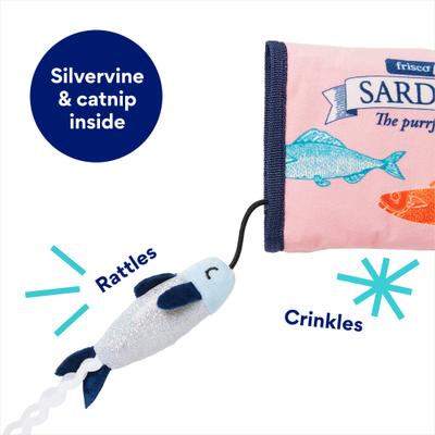 Show full view: Frisco Sardine Plush Interactive Kicker with Teaser Cat Toy with Silvervine & Catnip slide 4 of 6