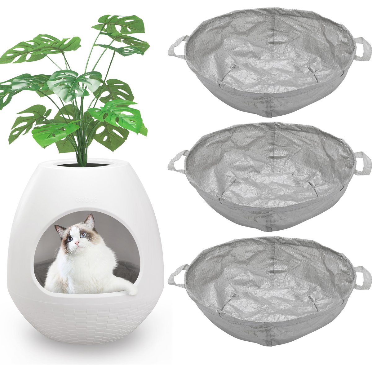 Coziwow Foldable Cat Litter Box Liners, Gray, Medium: 18.8 x 5.7-in, 3 count