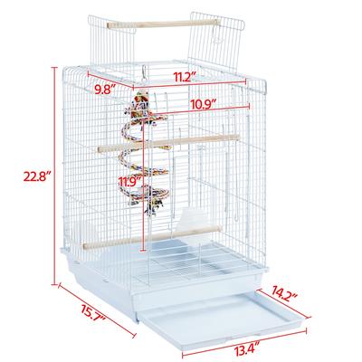 Show full view: Yaheetech Travel Bird Cage with Open Play Top, White, Small slide 3 of 6
