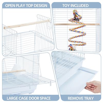 Show full view: Yaheetech Travel Bird Cage with Open Play Top, White, Small slide 4 of 6