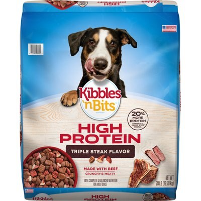 Kibbles 'n Bits Kibbles 'n Bits Adult High Protein Triple Steak Beef Flavor Dry Dog Food, 28-lb bag