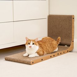 EHEYCIGA Cardboard L Shaped Vertical Kitten Scratching Board with Ball Cat Toy, Brown, 11.4 x 9.75 x 19-in slide 2 of 9