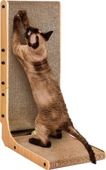 EHEYCIGA Cardboard L Shaped Vertical Cat Scratching Board with Ball Cat Toy, Brown, 16.6 x 11.2 x 26.8-in