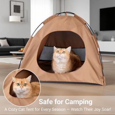 Show full view: Gapzer Teepee Bed Tent CaveFoldable Portable Cat House, 16 x 16 x 15-in, Brown slide 5 of 7