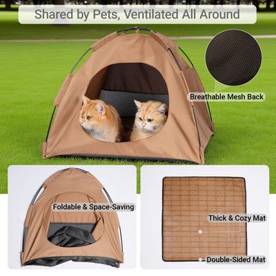 Show full view: Gapzer Teepee Bed Tent CaveFoldable Portable Cat House, 16 x 16 x 15-in, Brown slide 6 of 7