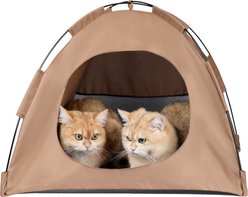 Gapzer Teepee Bed Tent CaveFoldable Portable Cat House, 16 x 16 x 15-in, Brown