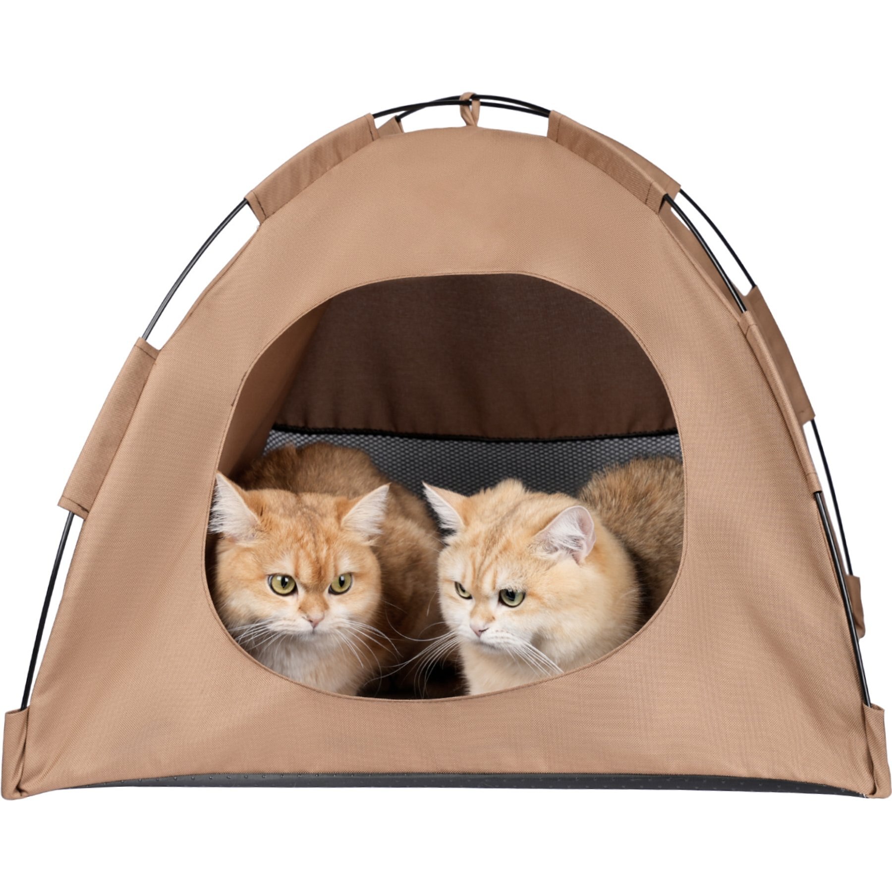 DOPZER Teepee Bed Tent CaveFoldable Portable Cat House, 16 x 16 x 15-in, Brown