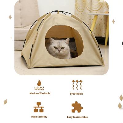 Show full view: Gapzer Teepee Bed Tent CaveFoldable Portable Cat House, 16 x 16 x 15-in, Beige slide 8 of 8