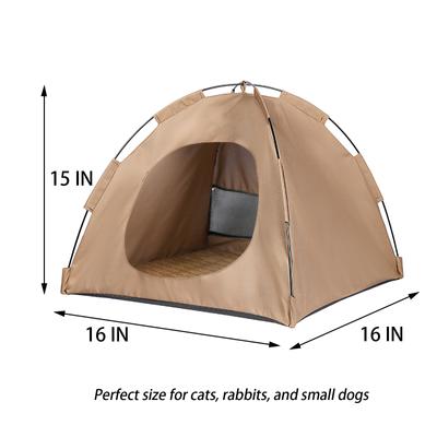 Show full view: Gapzer Teepee Bed Tent CaveFoldable Portable Cat House, 16 x 16 x 15-in, Brown slide 2 of 7