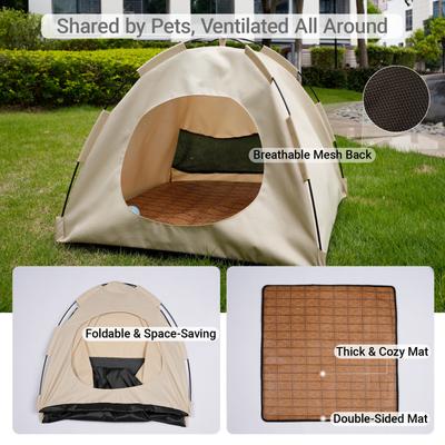 Show full view: Gapzer Teepee Bed Tent CaveFoldable Portable Cat House, 16 x 16 x 15-in, Beige slide 7 of 8