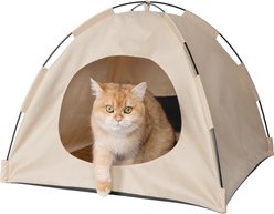 Gapzer Teepee Bed Tent CaveFoldable Portable Cat House, 16 x 16 x 15-in, Beige