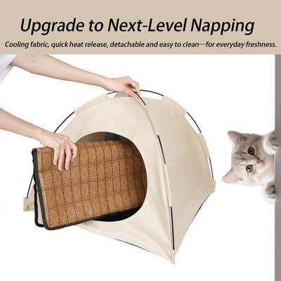 Show full view: Gapzer Teepee Bed Tent CaveFoldable Portable Cat House, 16 x 16 x 15-in, Beige slide 4 of 8