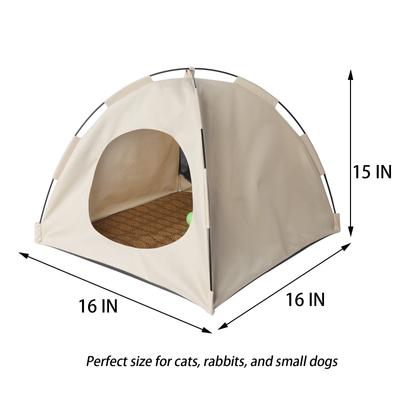 Show full view: Gapzer Teepee Bed Tent CaveFoldable Portable Cat House, 16 x 16 x 15-in, Beige slide 3 of 8