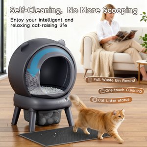 Vivirata Automatic Self Cleaning Multi Cat Litter Box with App Control, Odor, Noise Control, Dual Safety Sensors & 2 Roll Garbage Bags, Gray, 15-lb box