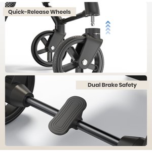 Happy & Polly Luxury Foldable Stroller with Shock-Absorbing Wheels for Small Dogs & Cats