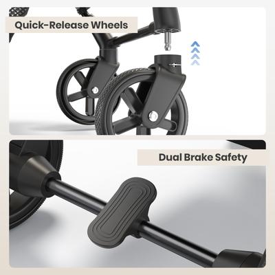 Show full view: Happy & Polly Luxury Foldable Stroller with Shock-Absorbing Wheels for Small Dogs & Cats slide 7 of 9