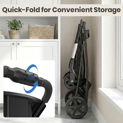 Show full view: Happy & Polly Luxury Foldable Stroller with Shock-Absorbing Wheels for Small Dogs & Cats slide 8 of 9