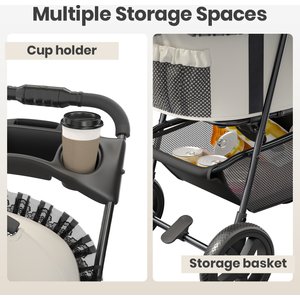 Happy & Polly Luxury Foldable Stroller with Shock-Absorbing Wheels for Small Dogs & Cats