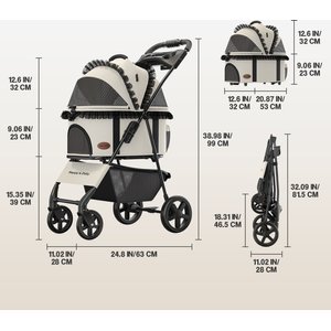 Happy & Polly Luxury Foldable Stroller with Shock-Absorbing Wheels for Small Dogs & Cats