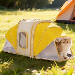 Happy & Polly Deluxe Expandable Carrier Backpack with Dual Mesh Pop-Out Sides for Small Dogs & Cats